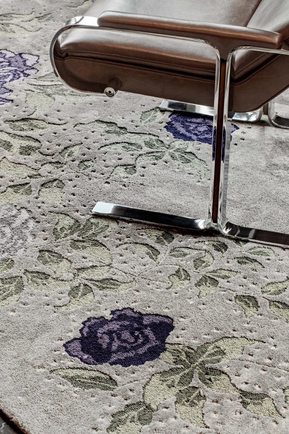 Chair, Rug, flowers, leather