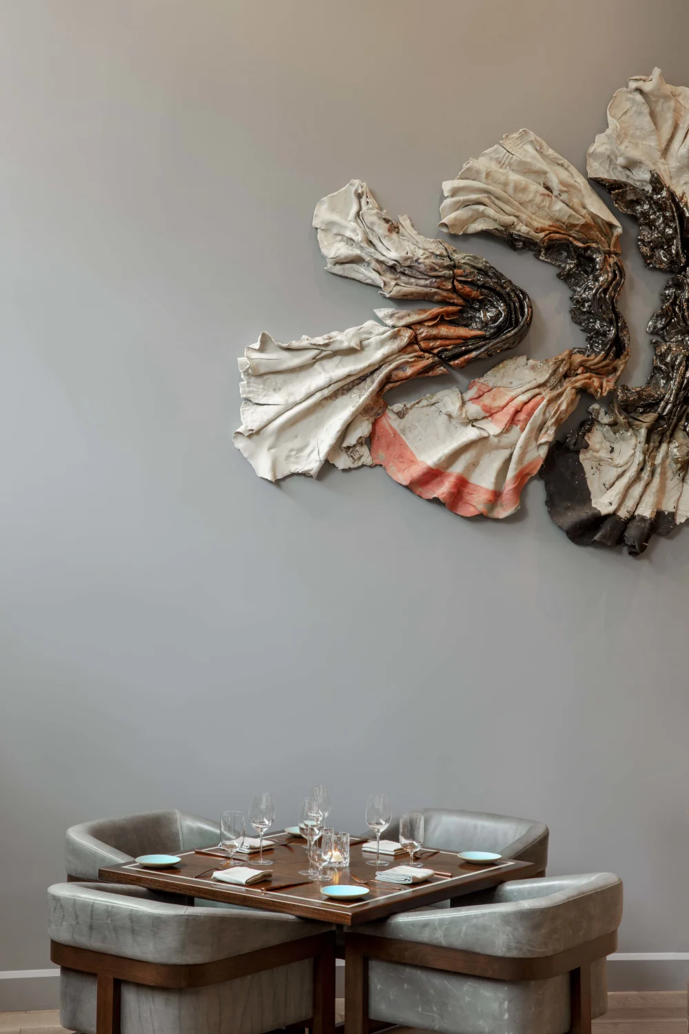 restaurant, table, art, leather
