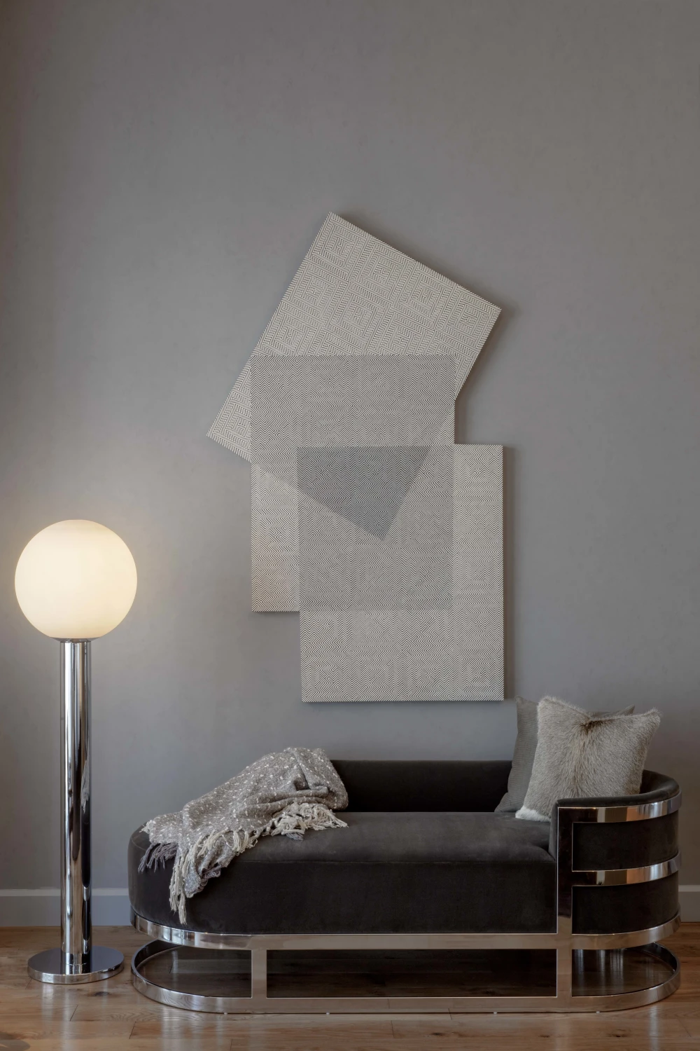 bench, lamp, art, velvet