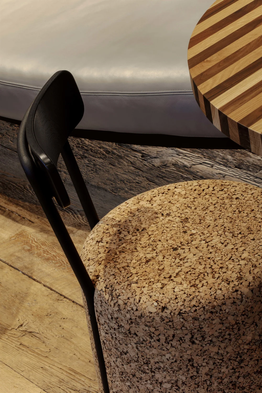 chair, cork, metal, striped