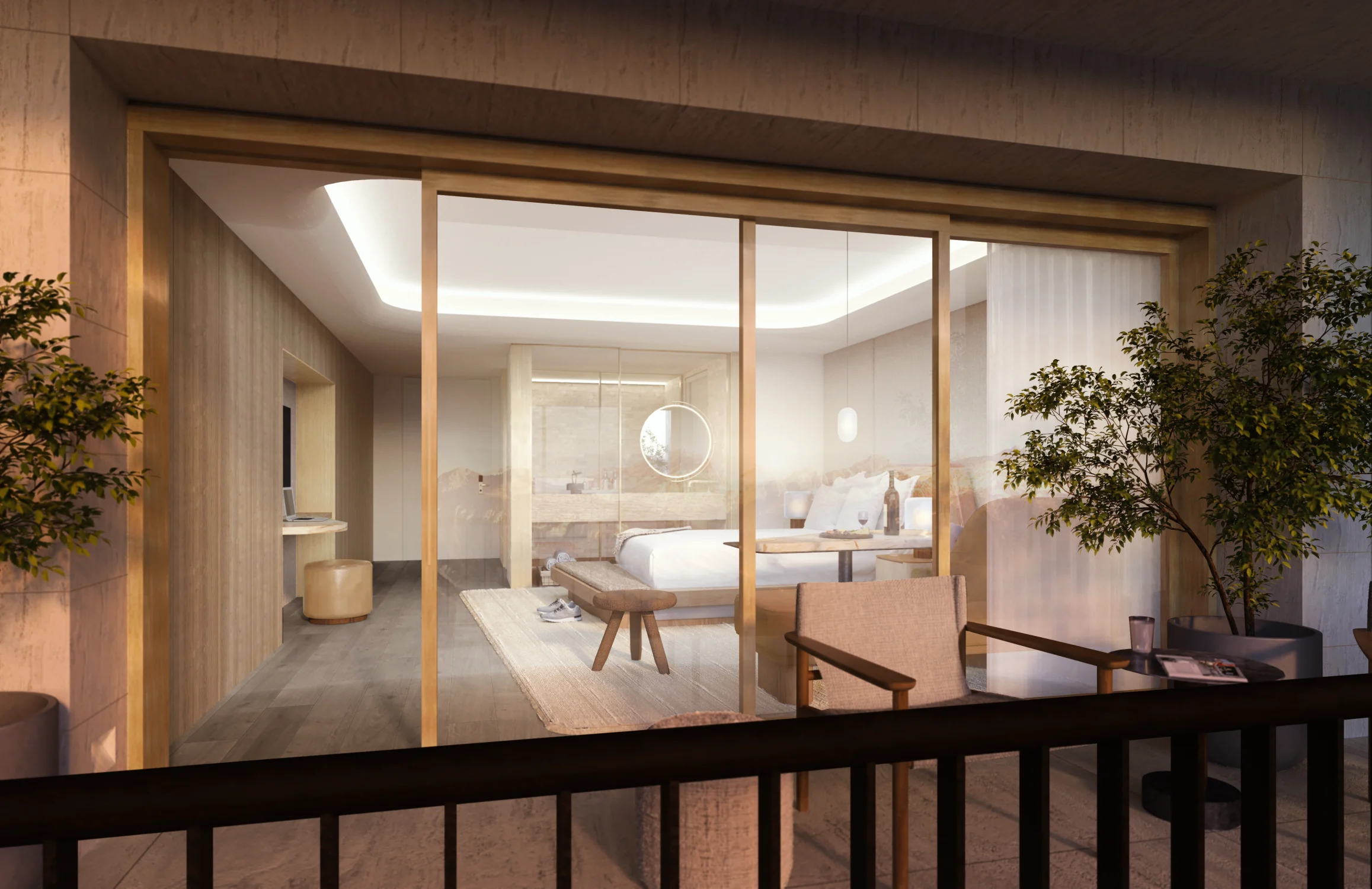 hotel, porch, bedroom