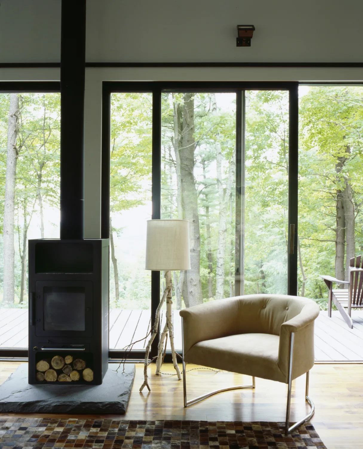 stove, sliding doors, glass, armchair