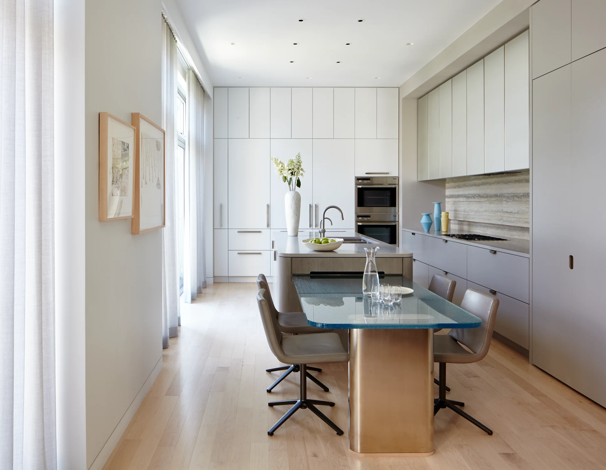 KITCHEN, cabinets, counter, table