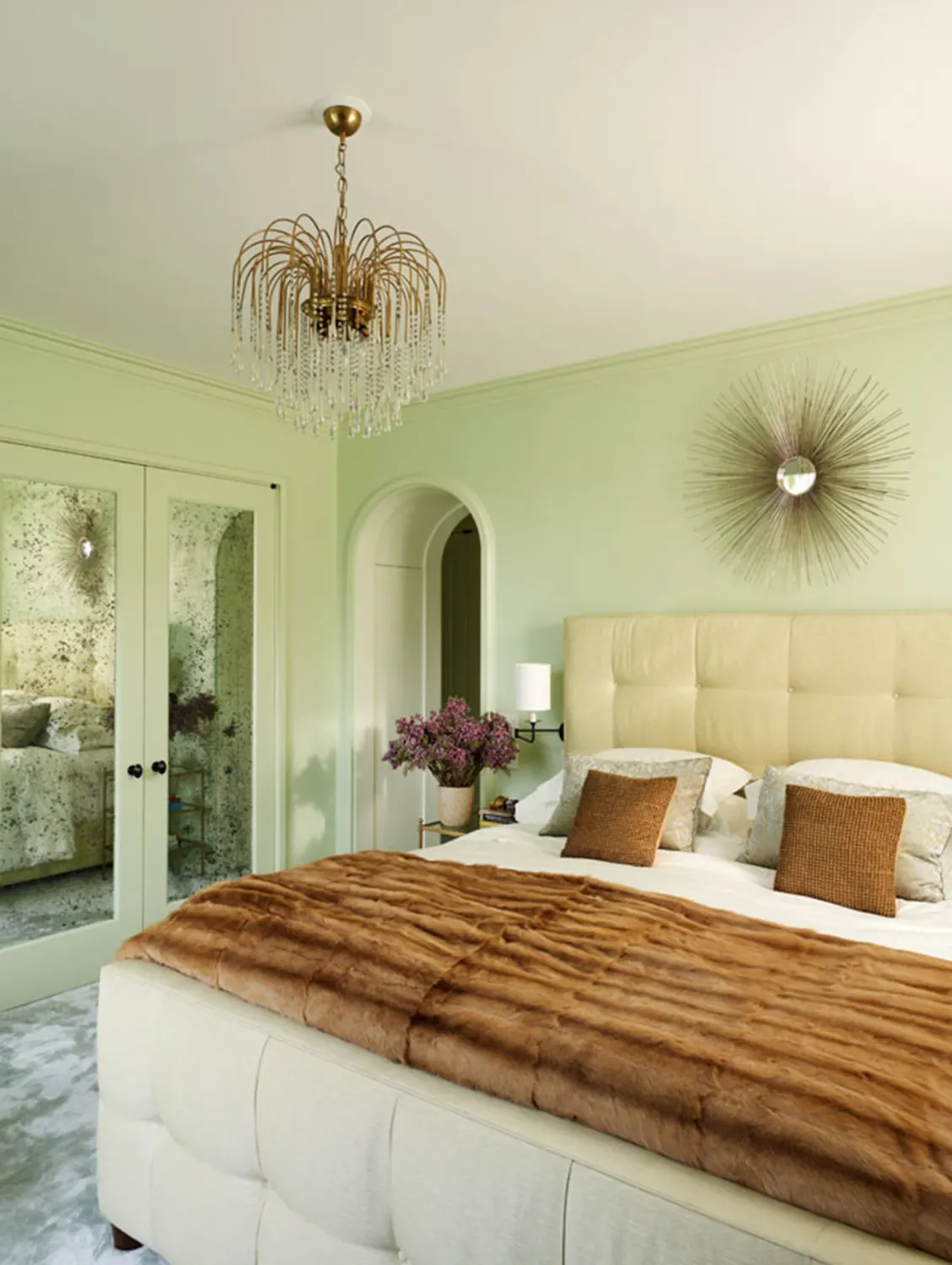 BEDROOM, headboard, arch, closet