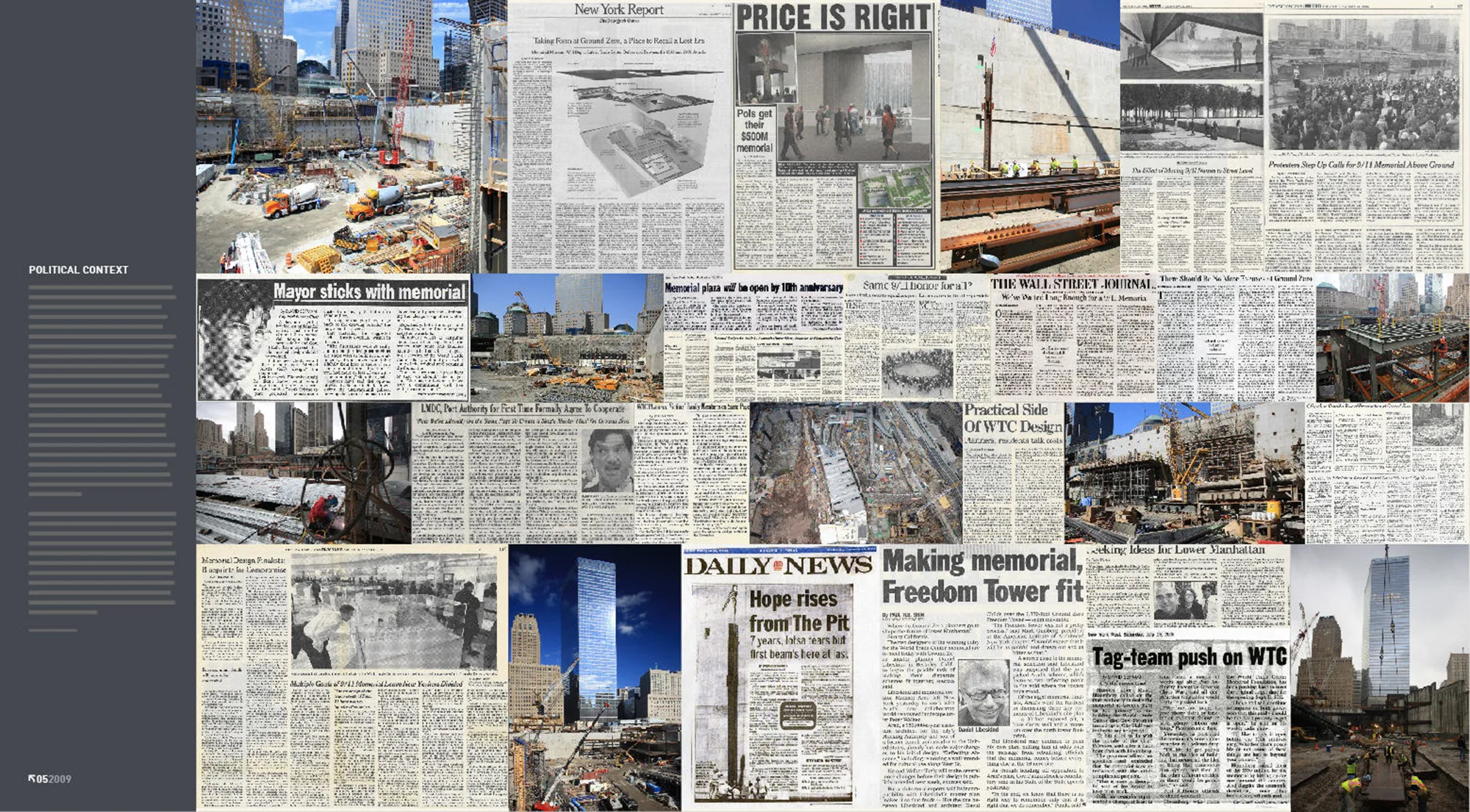 world trade center exhibit, political context, newspapers
