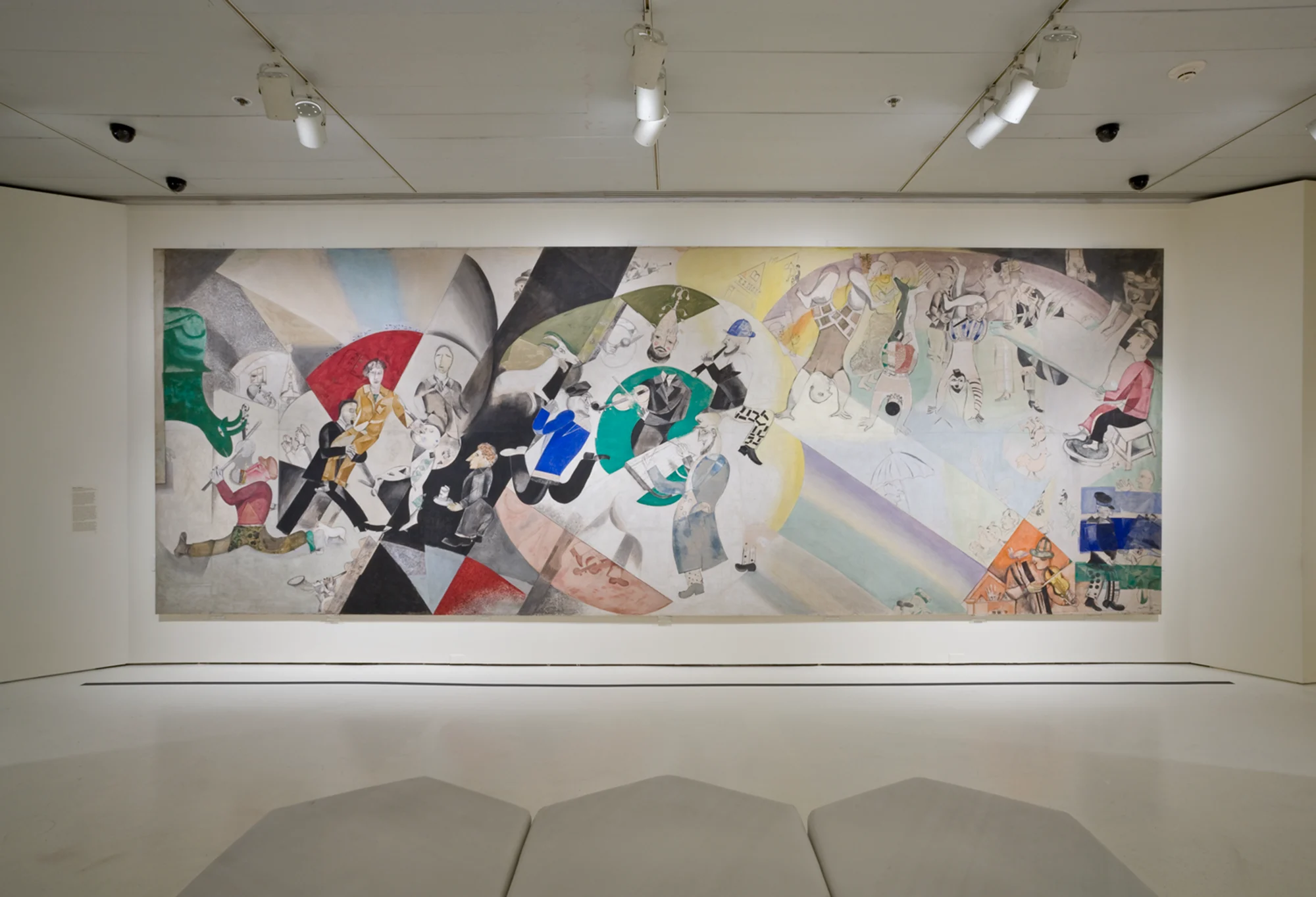 chagall jewish theater, painting, moden, bench