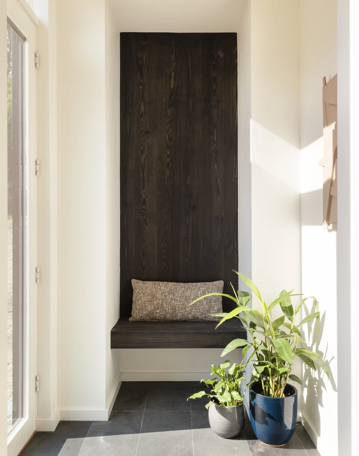 niche, corner, sitting area, bench, nook