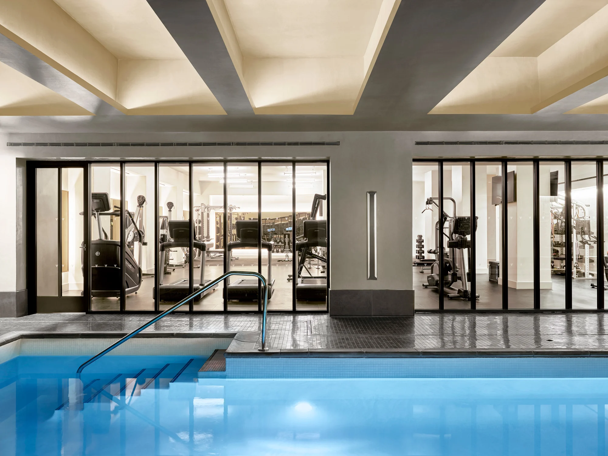 pool, indoor lap lane, gym