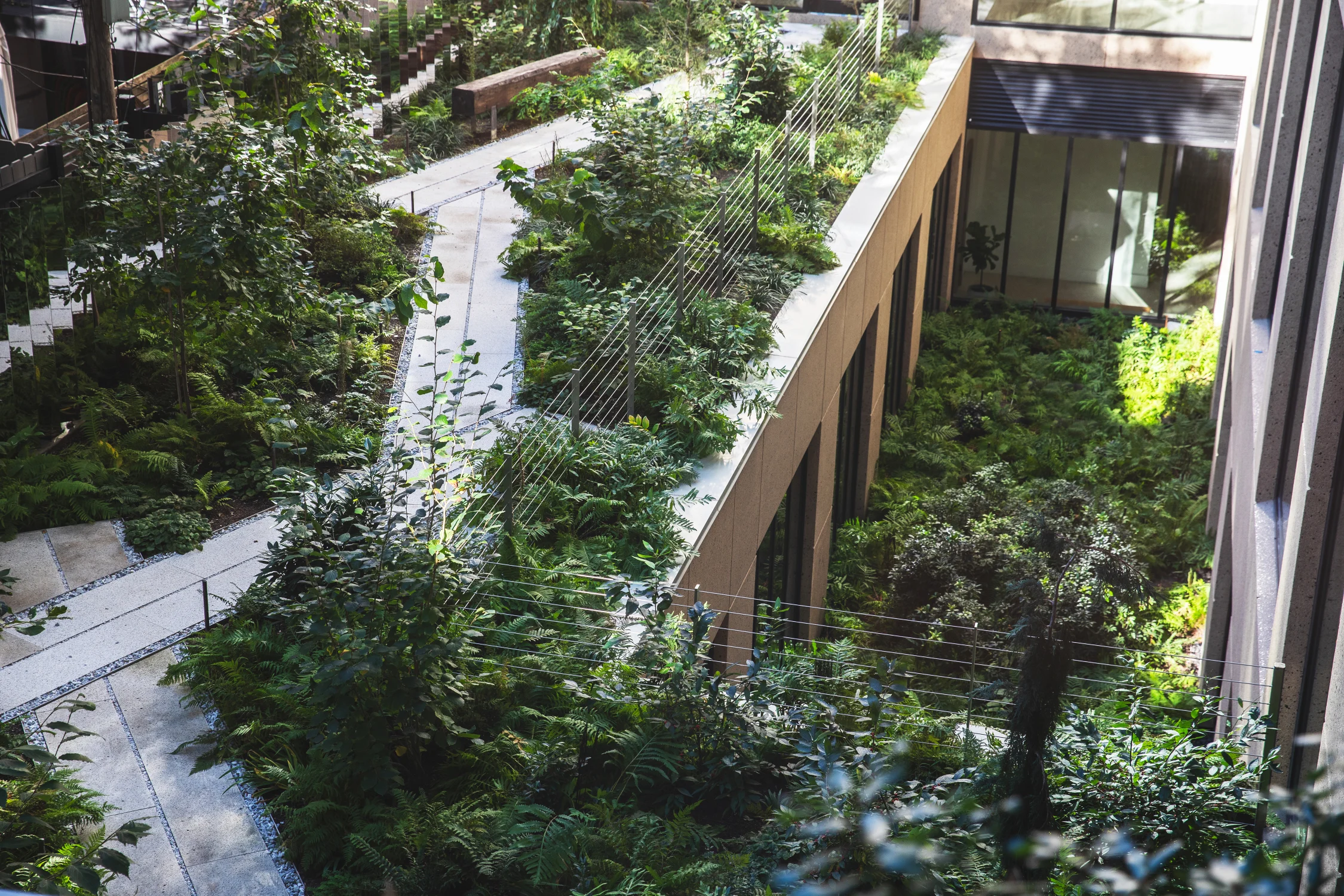 exterior, apartment building, terra cotta, condos, garden