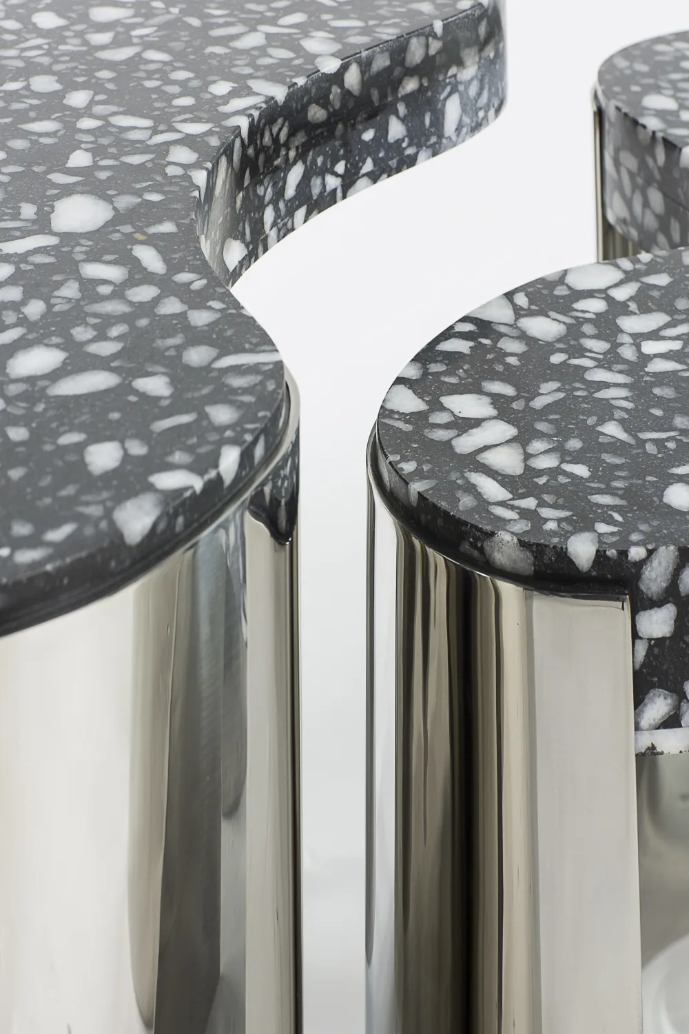 TABLE, DETAILS, TERRAZZO, ORGANIC, METAL, POLISHED