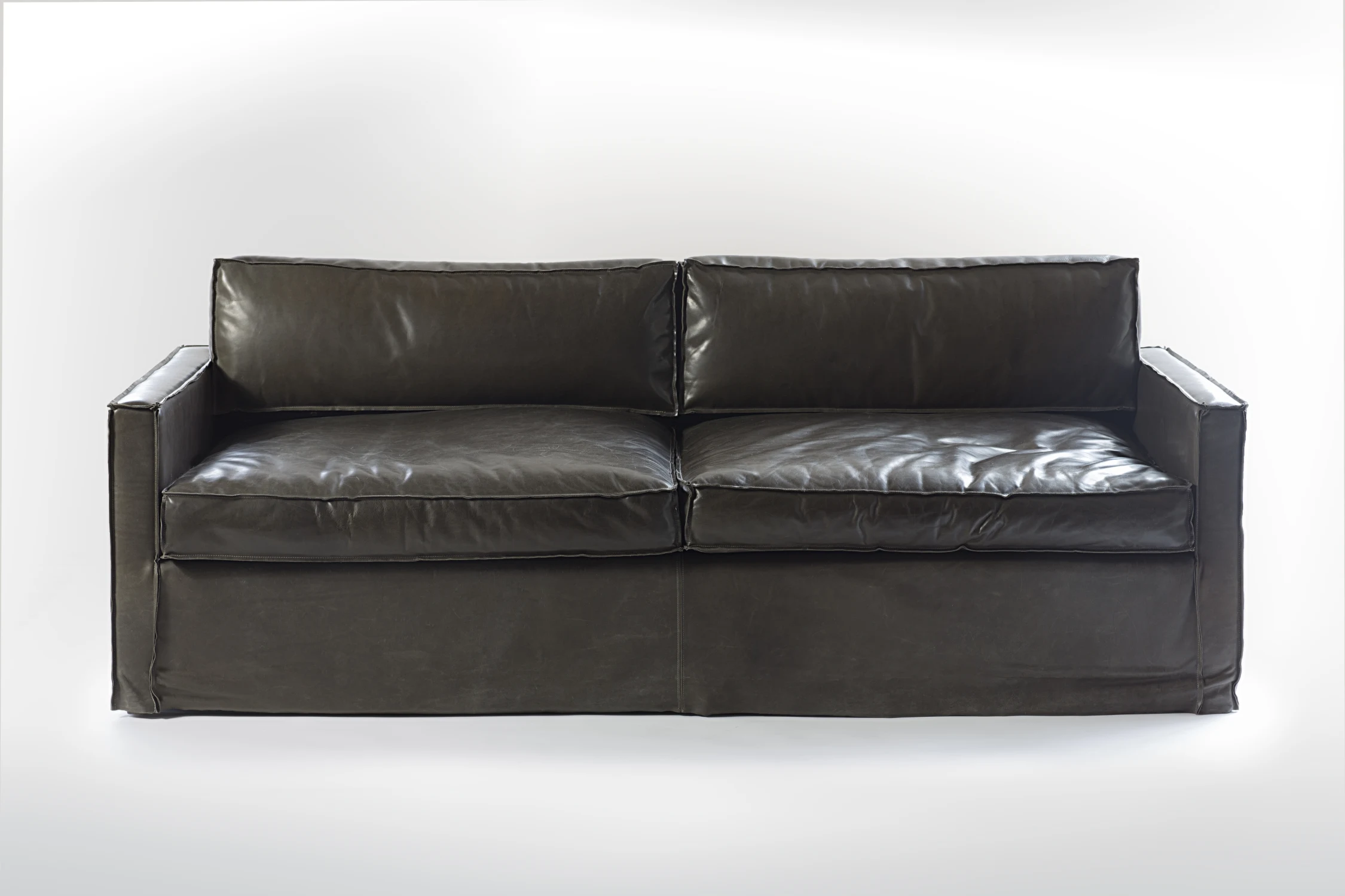 SOFA, DARK, LEATHER, FRONT