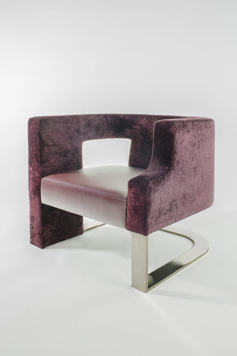 ARM CHAIR, PURPLE, CHROME