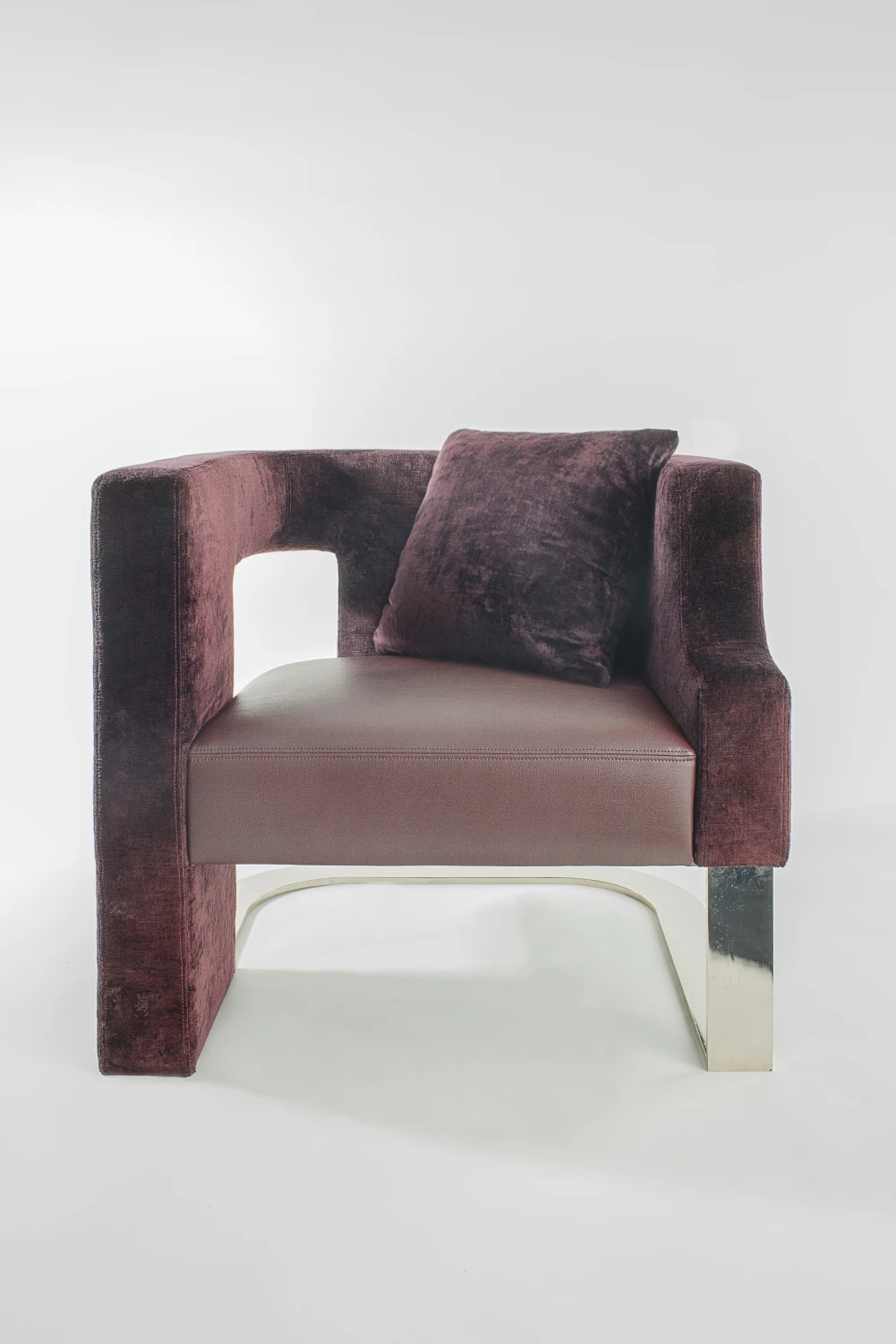 ARM CHAIR, CHROME, PURPLE, FRONT