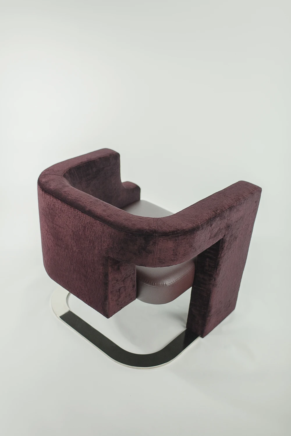 ARM CHAIR, OVERHEAD, LEATHER, CHROME