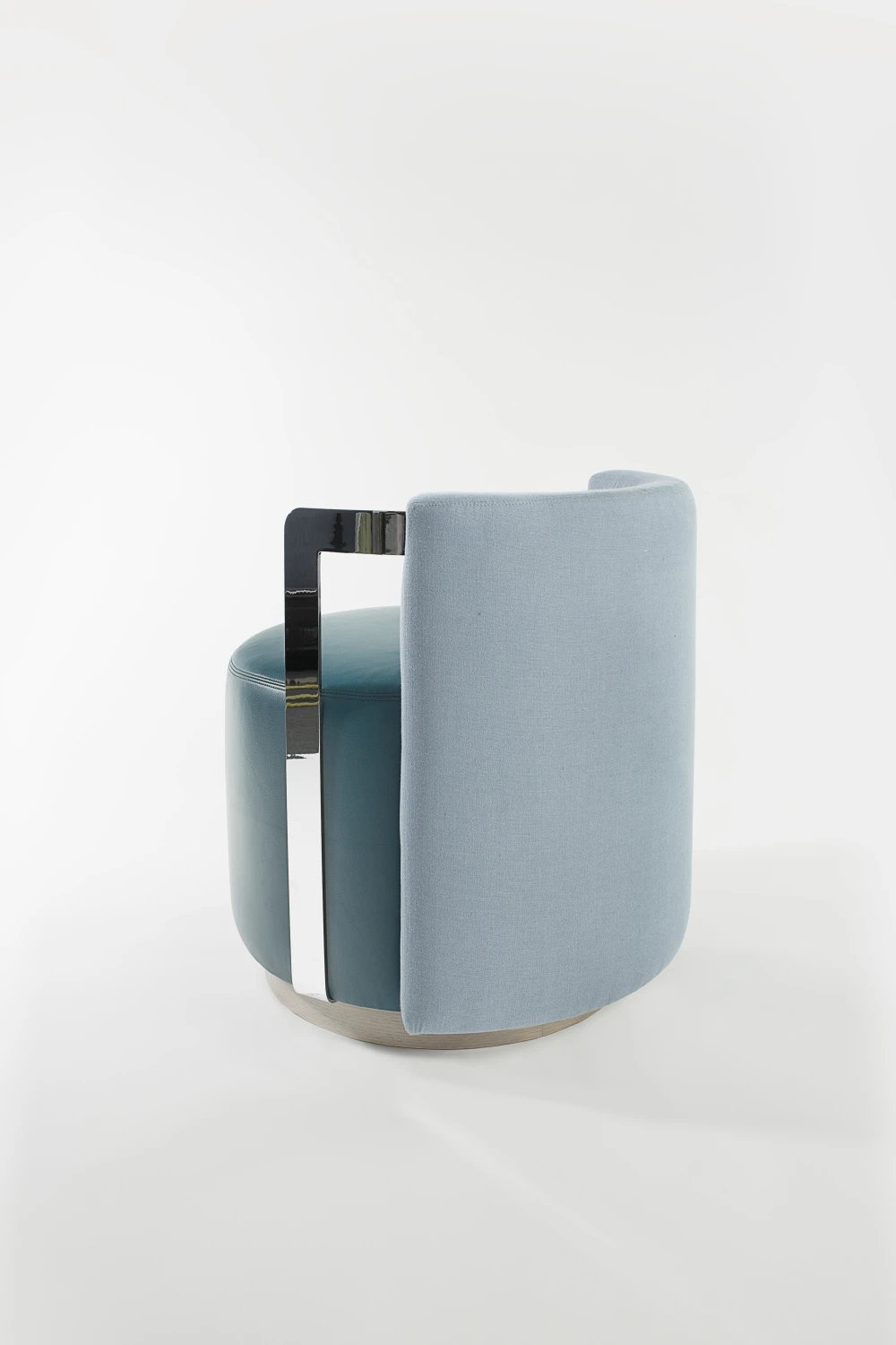 BACK, BLUE, METAL, HANDLE, LEATHER, POUF