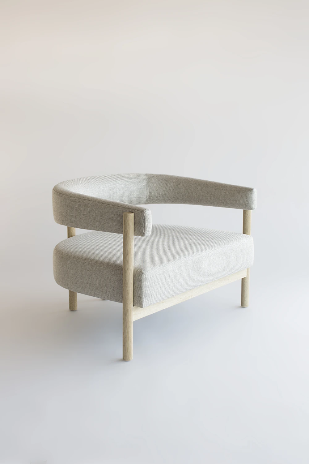 WHITE, DOWEL, LOUNGE CHAIR, OAK