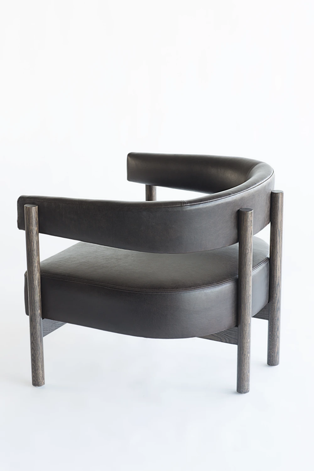 SIDE, DARK,  DOWEL, LOUNGE CHAIR, OAK, LEATHER
