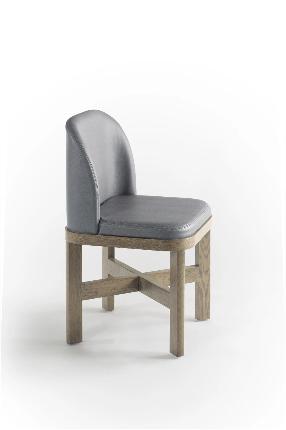 DINING CHAIR, SIDE, LEATHER, OAK