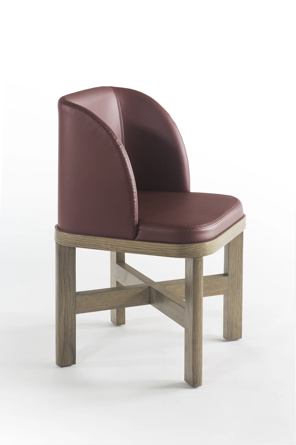 DINING CHAIR, RED, LEATHER, OAK