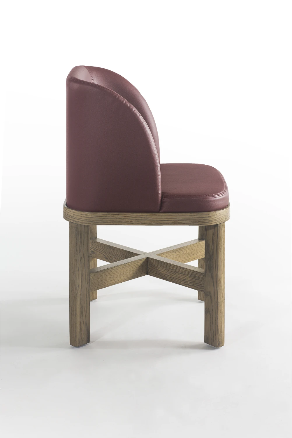 DINING CHAIR, RED, SIDE, LEATHER, OAK