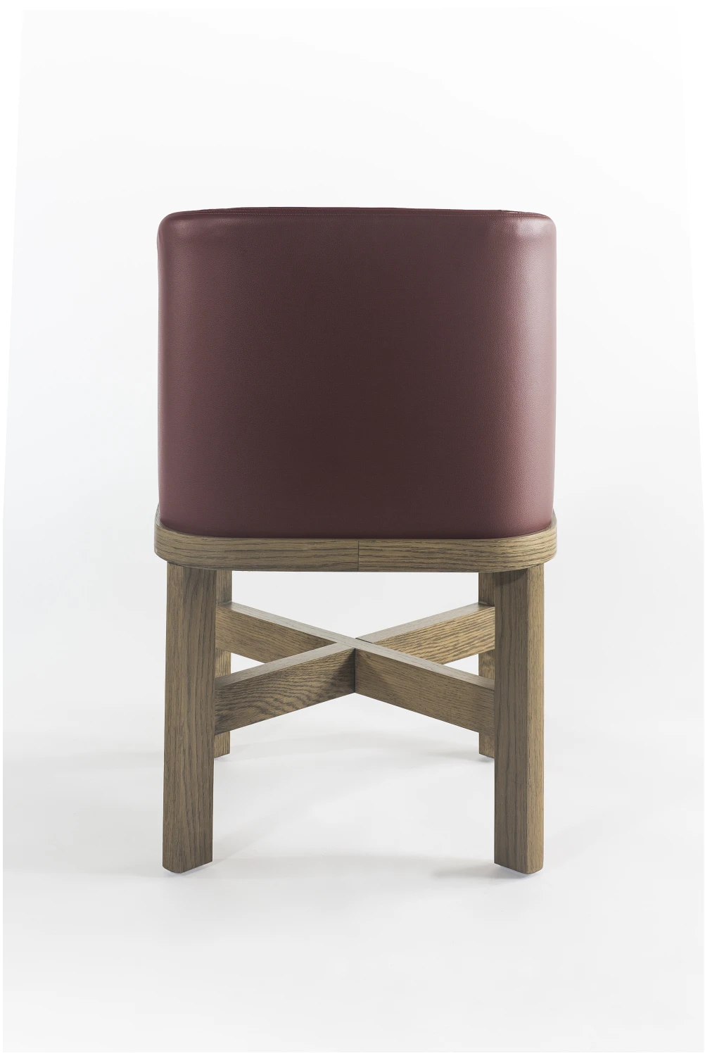 DINING CHAIR, RED, BACK, LEATHER, OAK