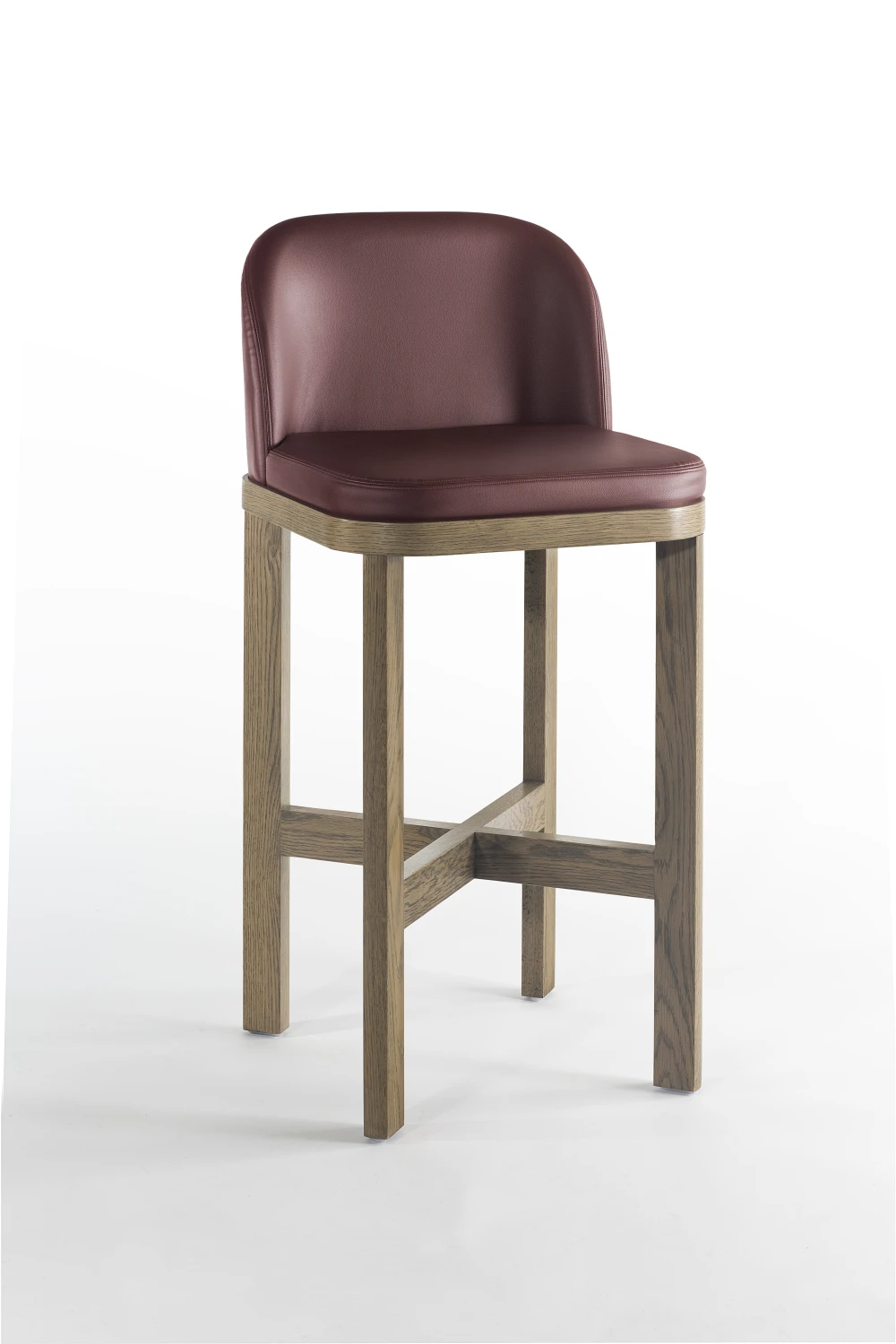 BARSTOOL, RED, LEATHER, OAK