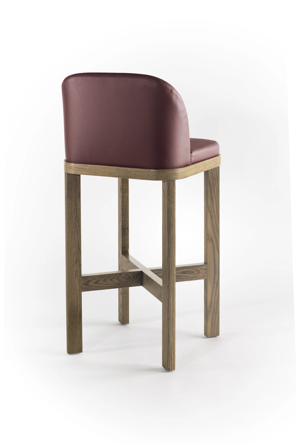 BARSTOOL, BACK, LEATHER, OAK