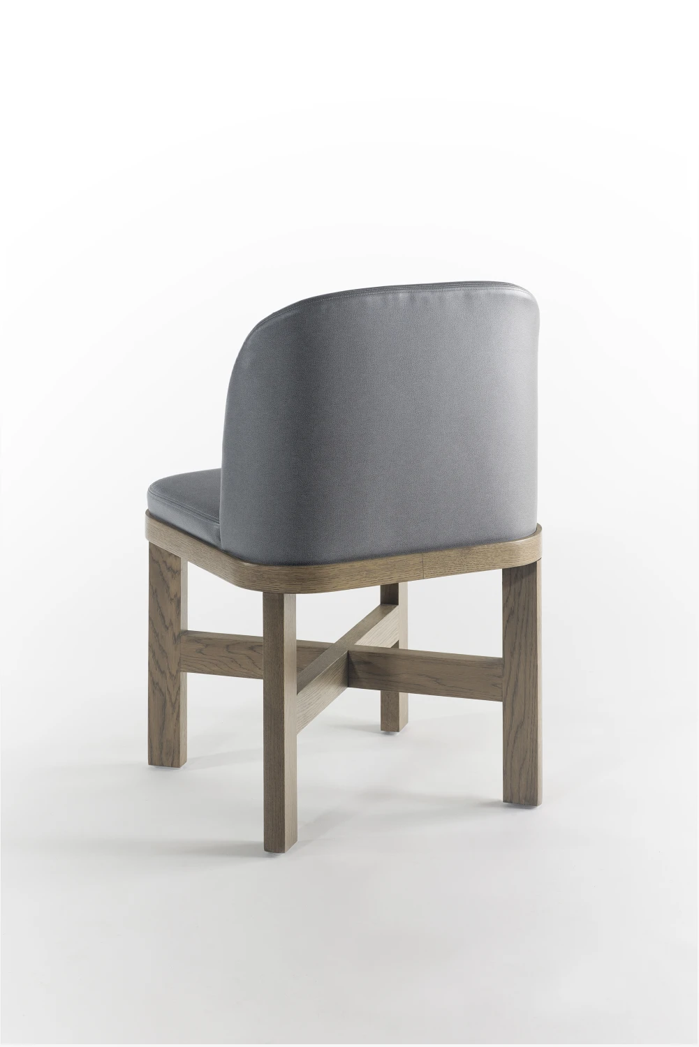 DINING CHAIR, BACK, LEATHER, OAK