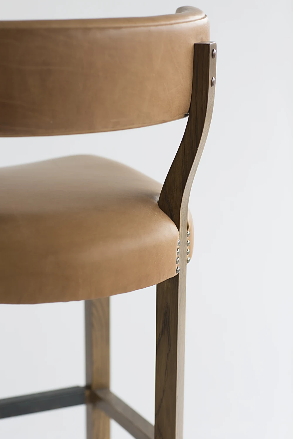BARSTOOL, DETAIL, LEATHER, EXPOSED HARDWARE