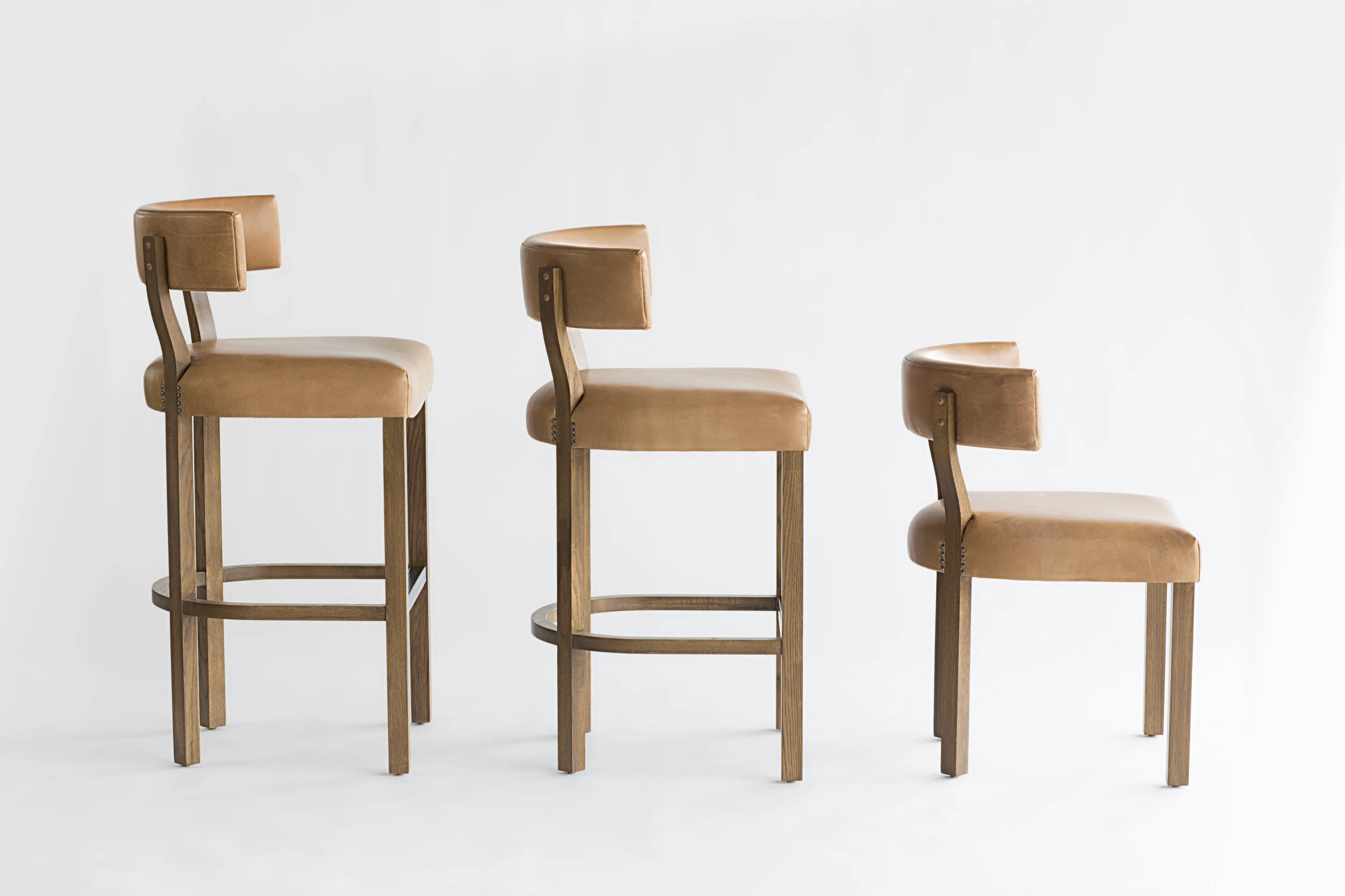 SIZES, SIDE, LEATHER, WOOD, STOOL, CHAIR, LEATHER, EXPOSED HARDWARE