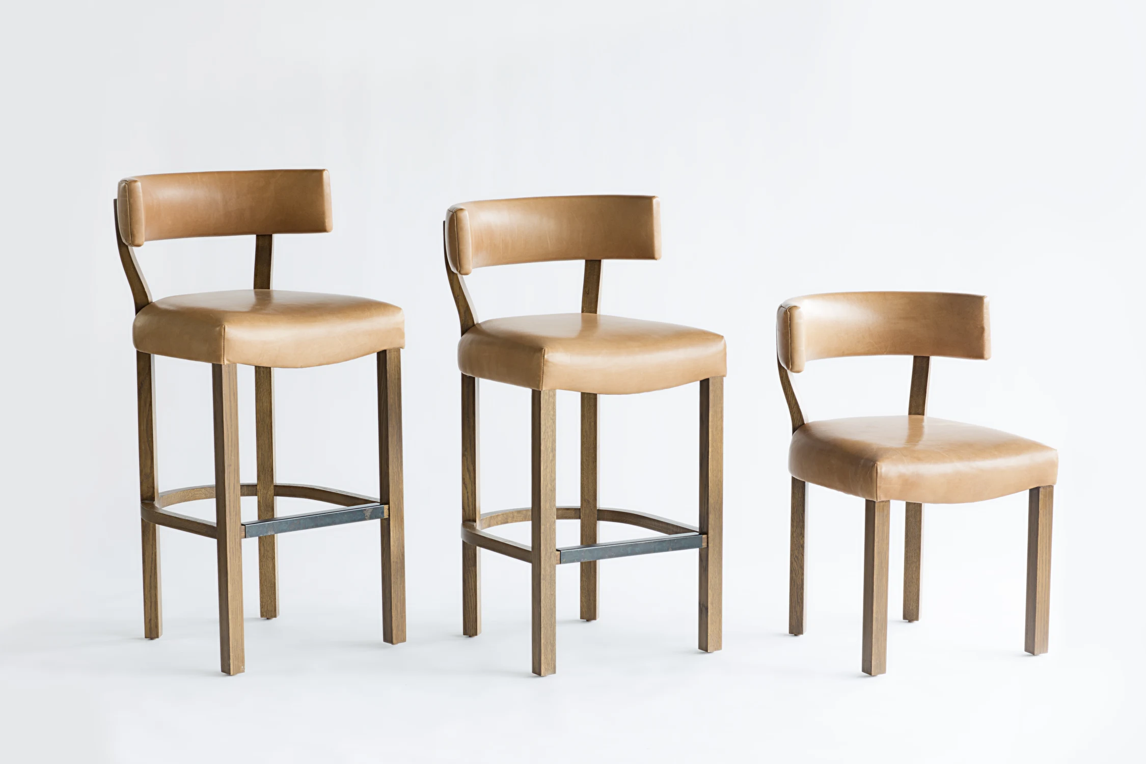 SIZES, LEATHER, WOOD, STOOL, CHAIR, LEATHER, EXPOSED HARDWARE