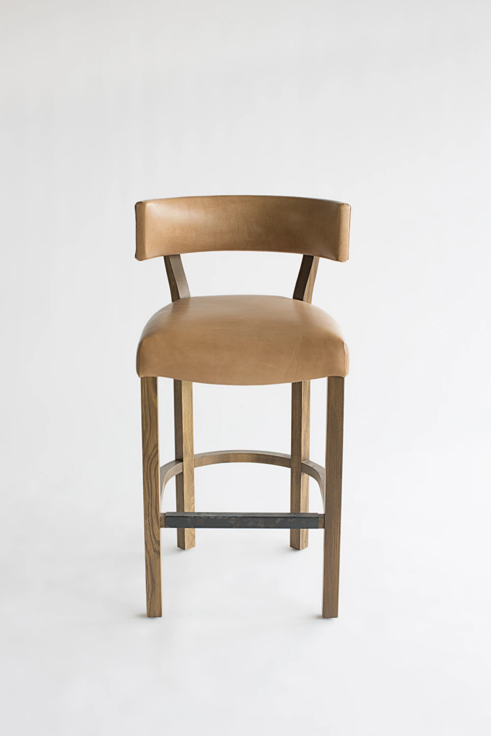 BARSTOOL, FRONT, LEATHER, EXPOSED HARDWARE