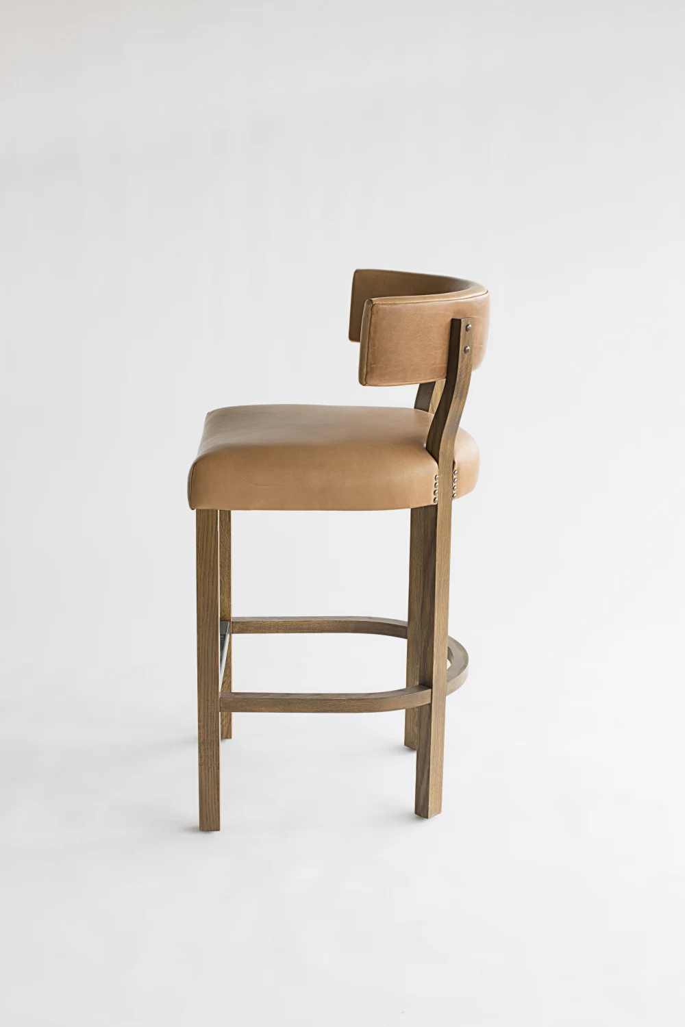 BARSTOOL, SIDE, LEATHER, EXPOSED HARDWARE