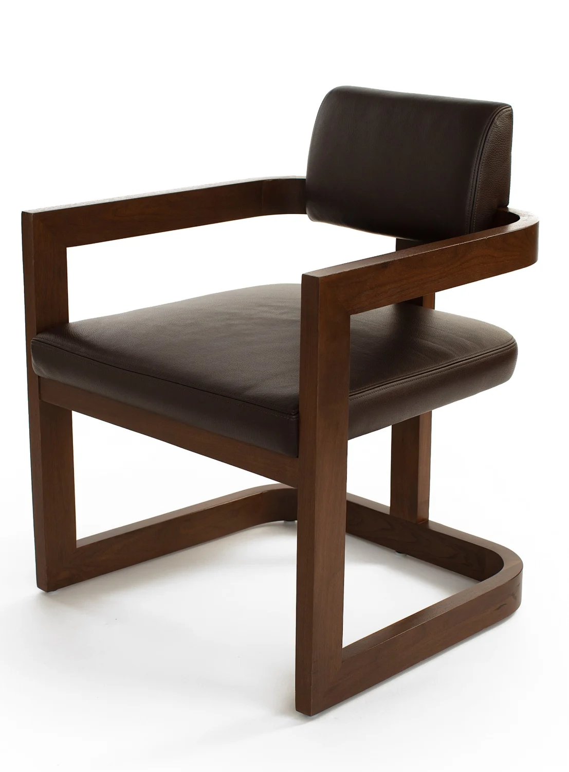 DINING CHAIR, BLACK, WOOD, LEATHER, CURVED