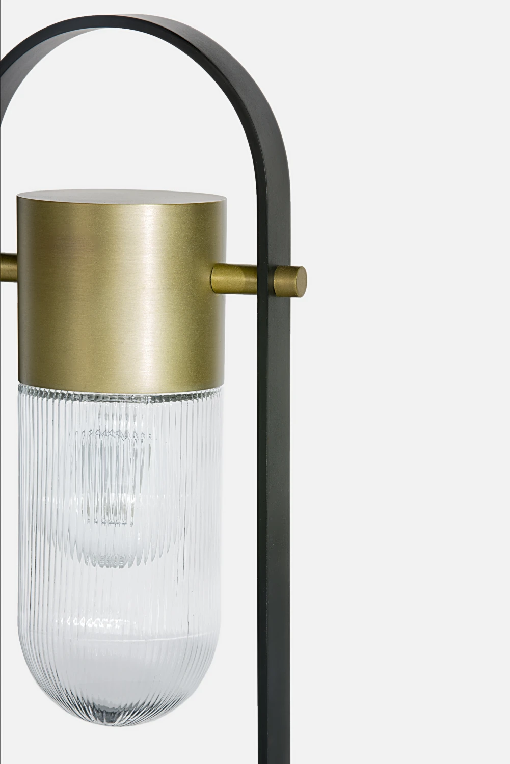 LAMP, BRASS, RIBBED, DETAIL
