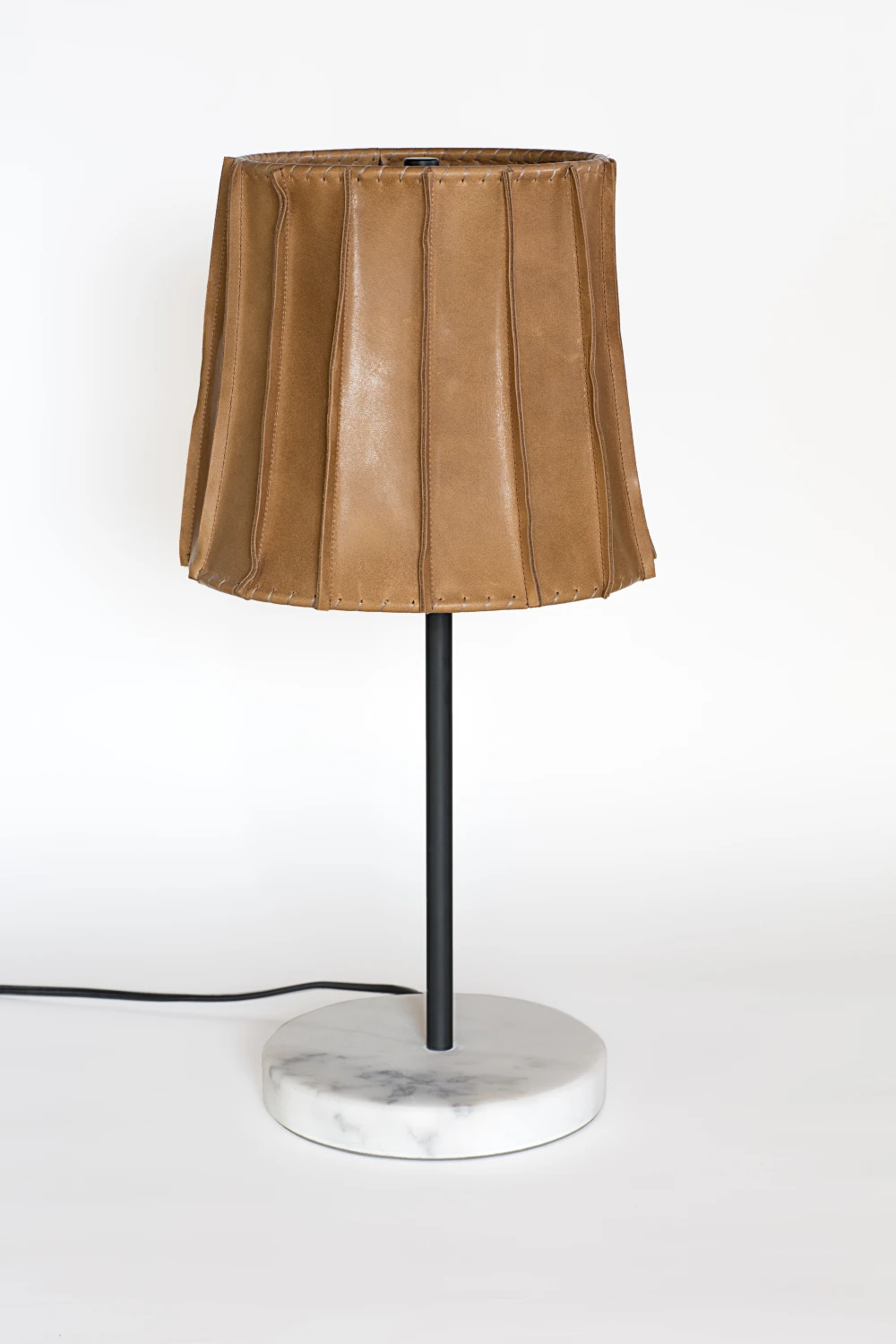 TABLE LAMP, LEATHER, SEAMS, STITCHING