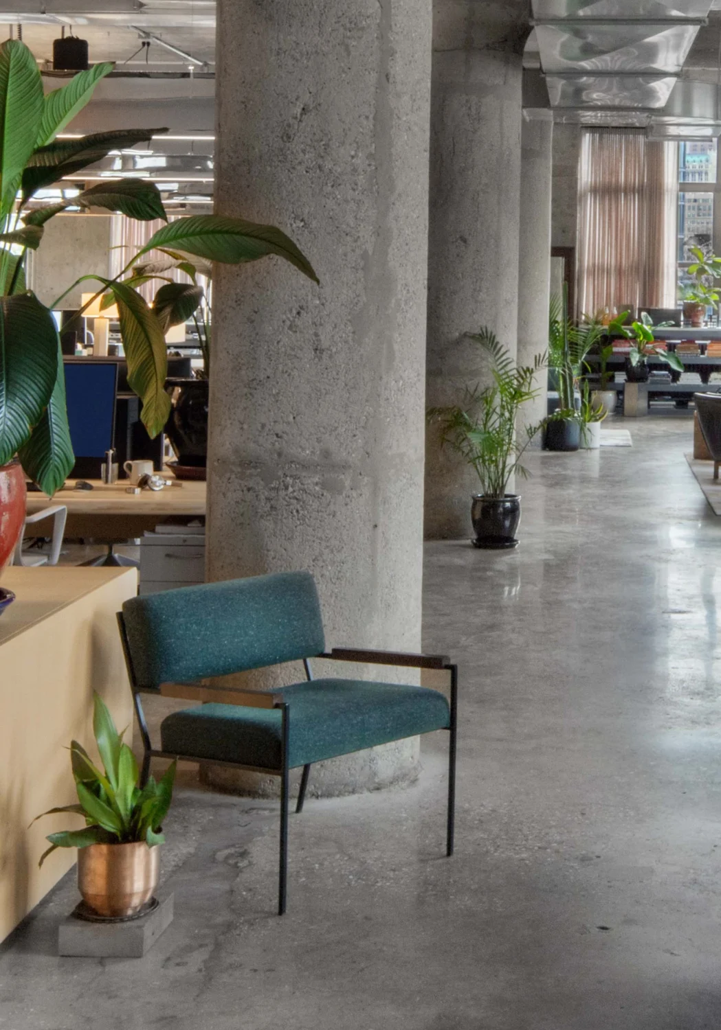 OFFICE, GREEN, ARMCHAIR, LOUNGE CHAIR, WOOD, METAL