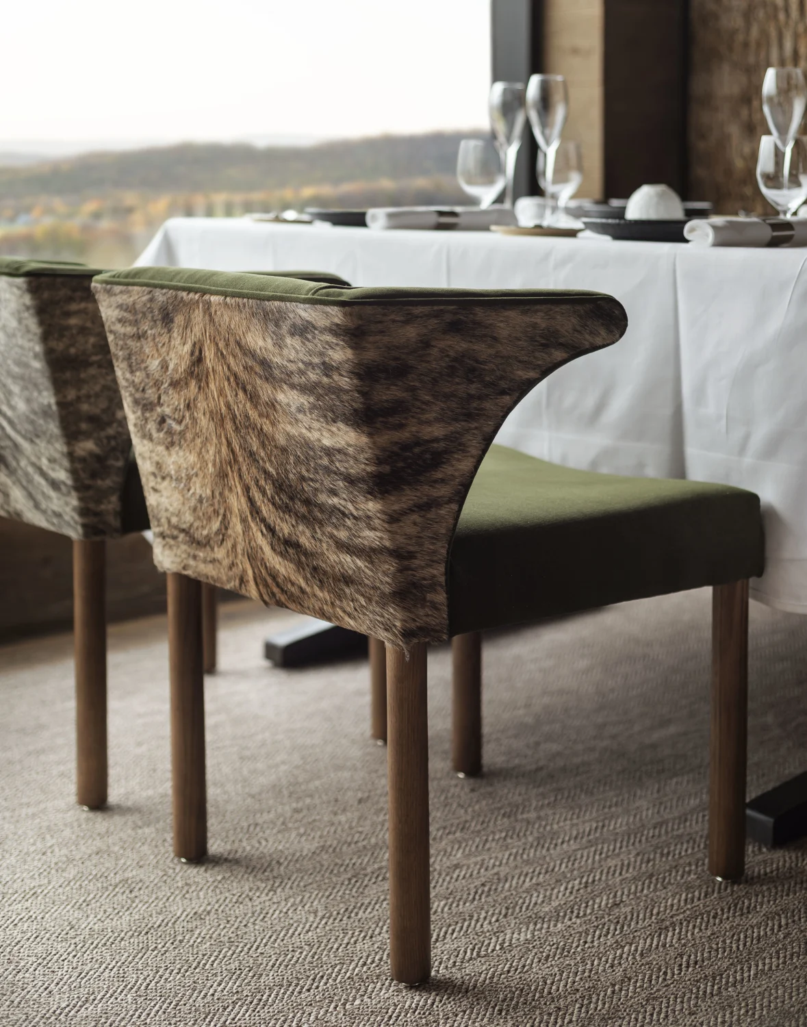 DINING,  DINING CHAIR, ARMCHAIR, HAIR ON HIDE