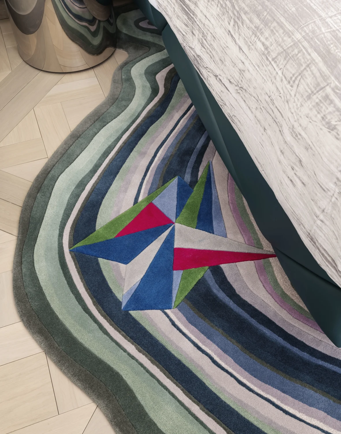 paint pour rug, color, parquet, bedroom