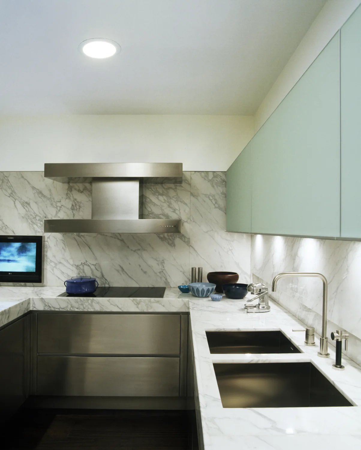 laight apartment kitchen 1 kitchen, steel, marble, stove, double sink
