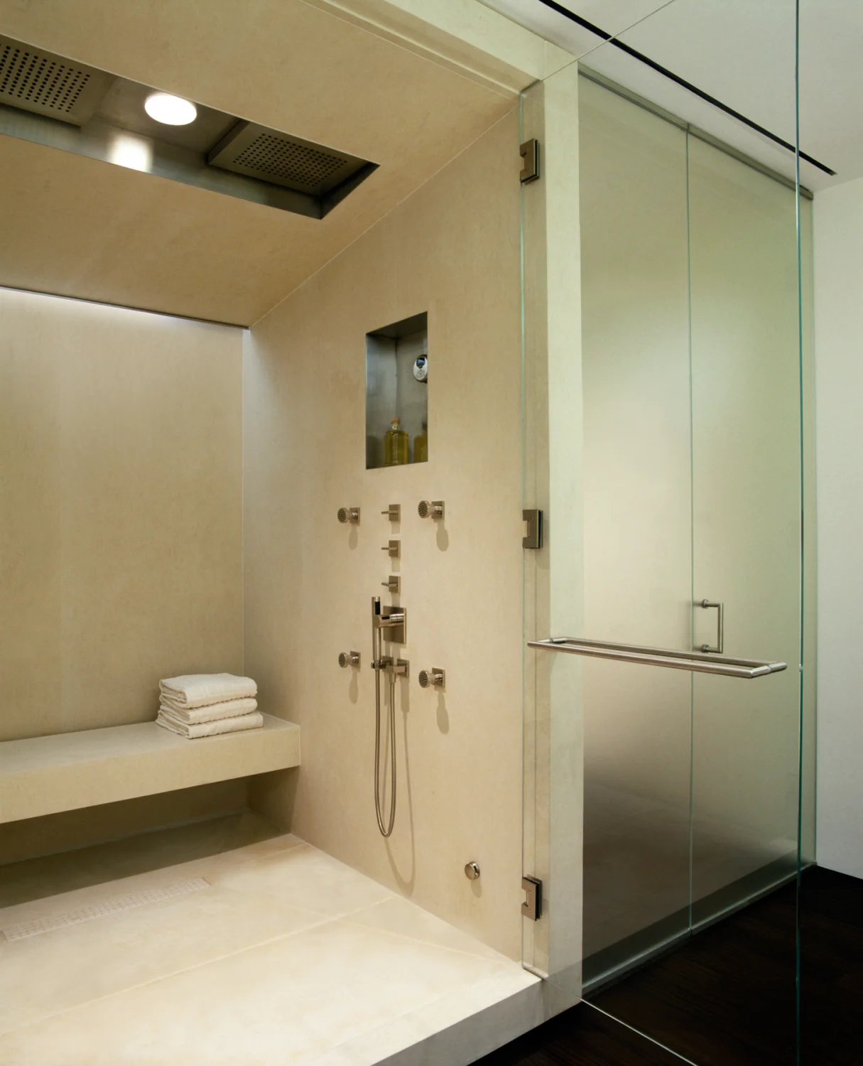 laight apartment shower SHOWER, rain shower, large, bench
