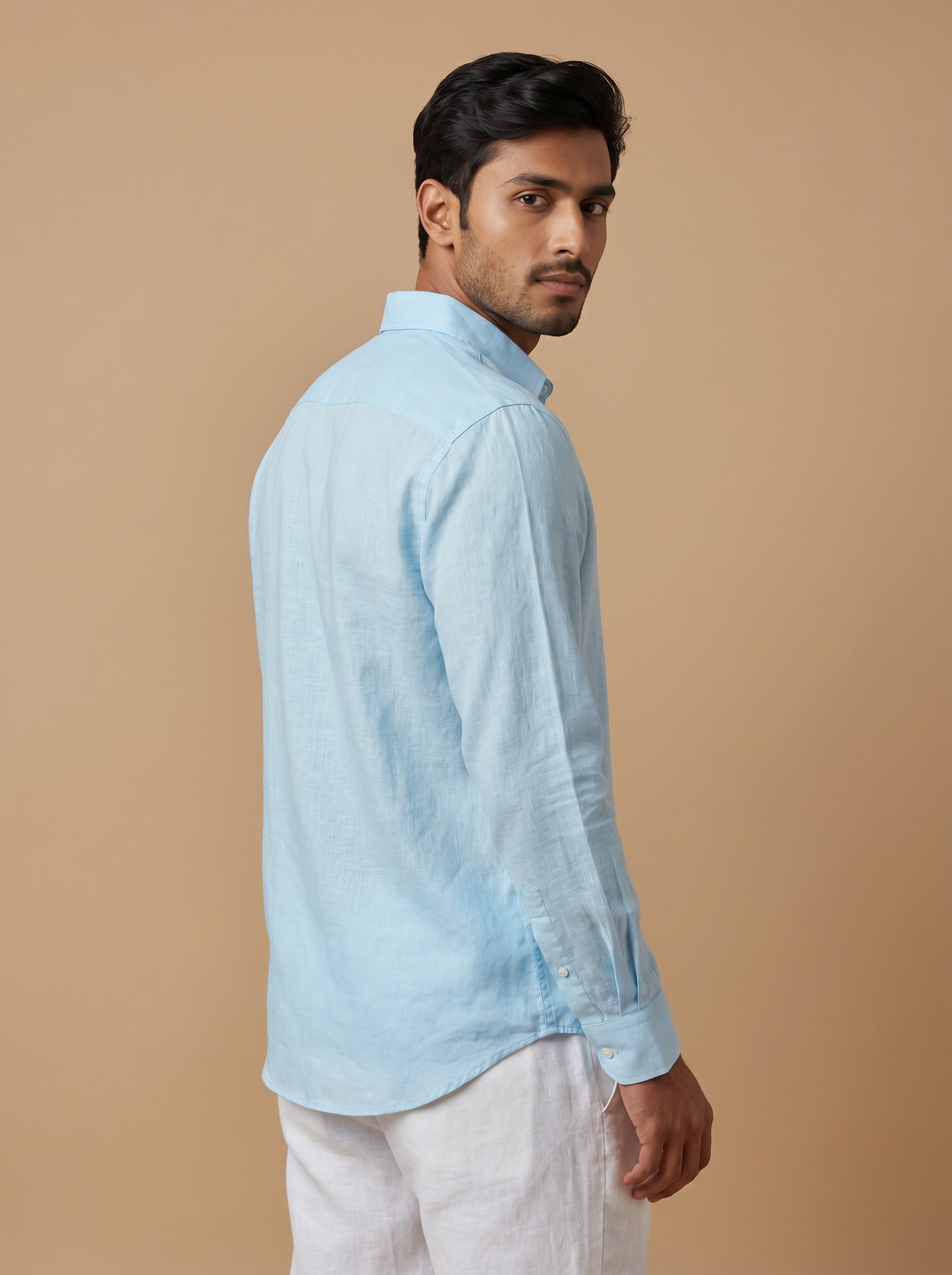 Aero Blue Premium Cotton-Linen Shirt view 3