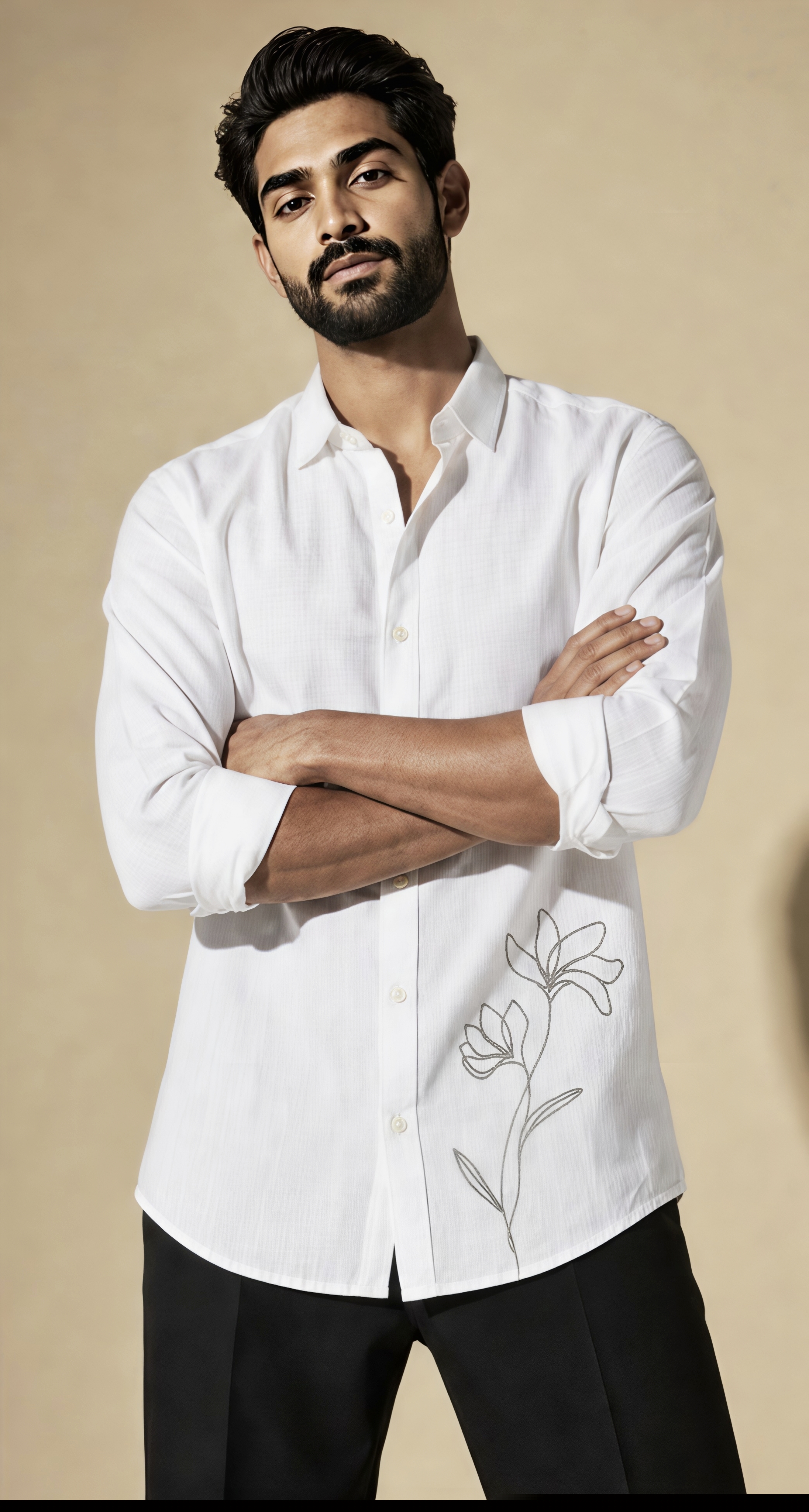 The Fine-Stitched Petal Linen Shirt view 3