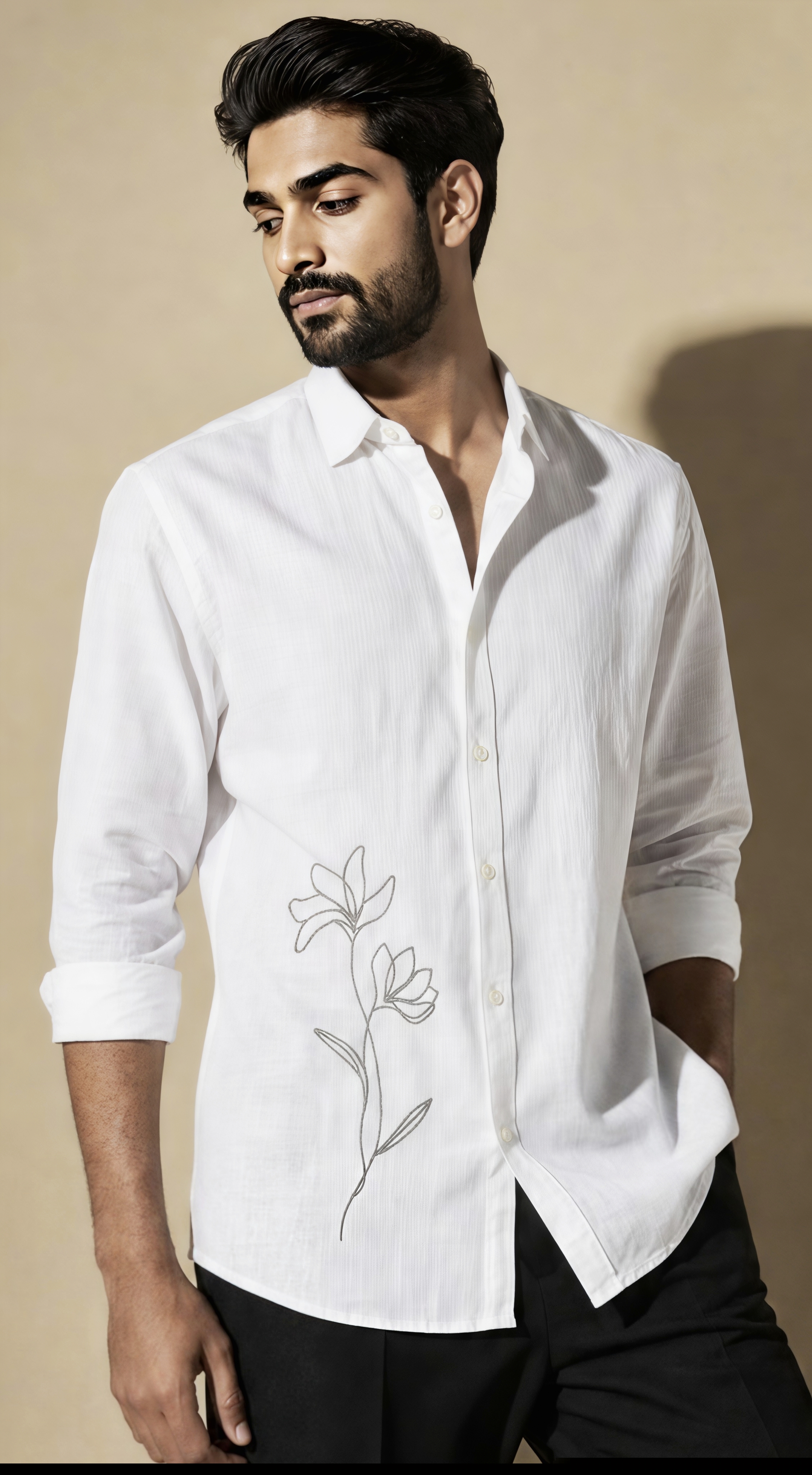 The Fine-Stitched Petal Linen Shirt view 4