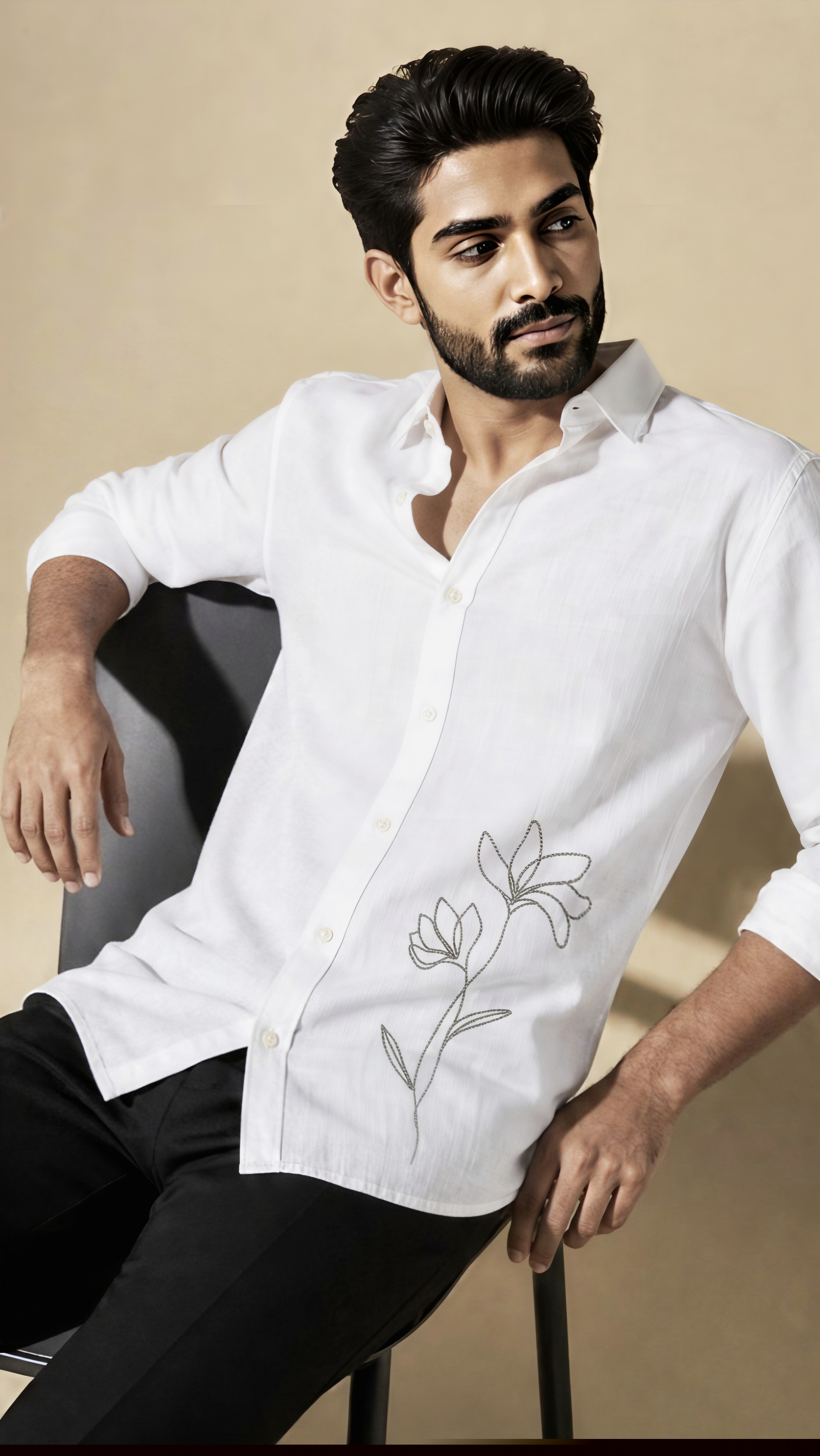 The Fine-Stitched Petal Linen Shirt