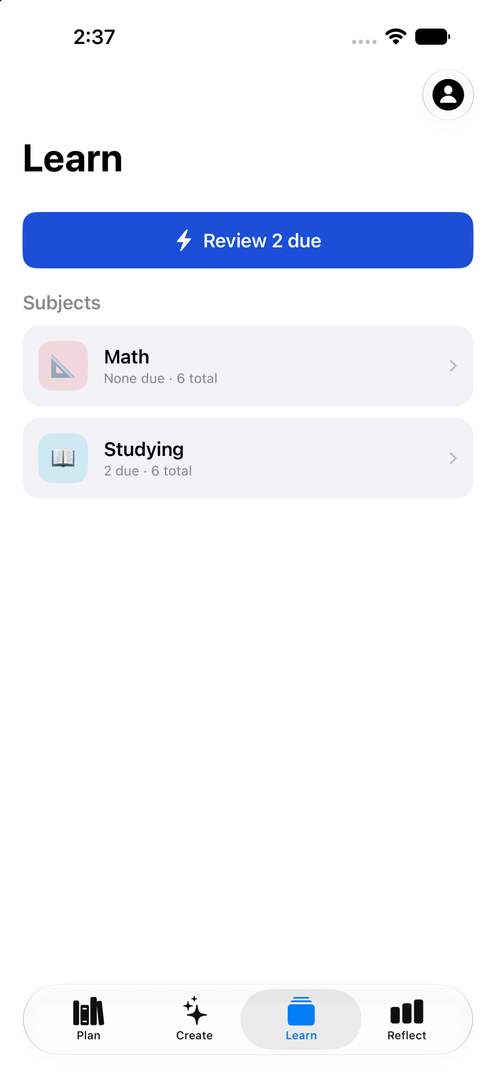 Native iOS application with the new Learn screen.