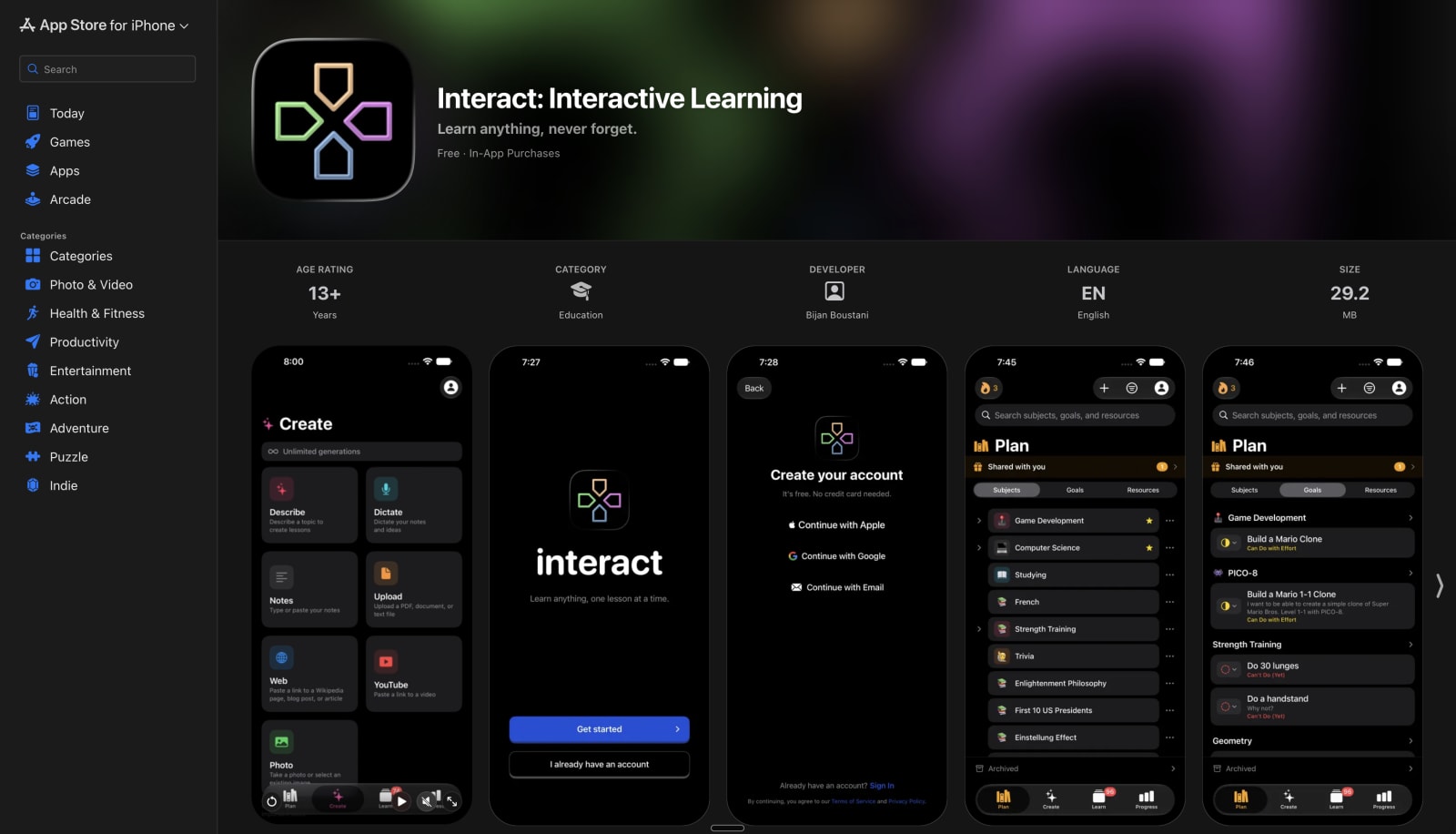 The Interact listing on the App Store.