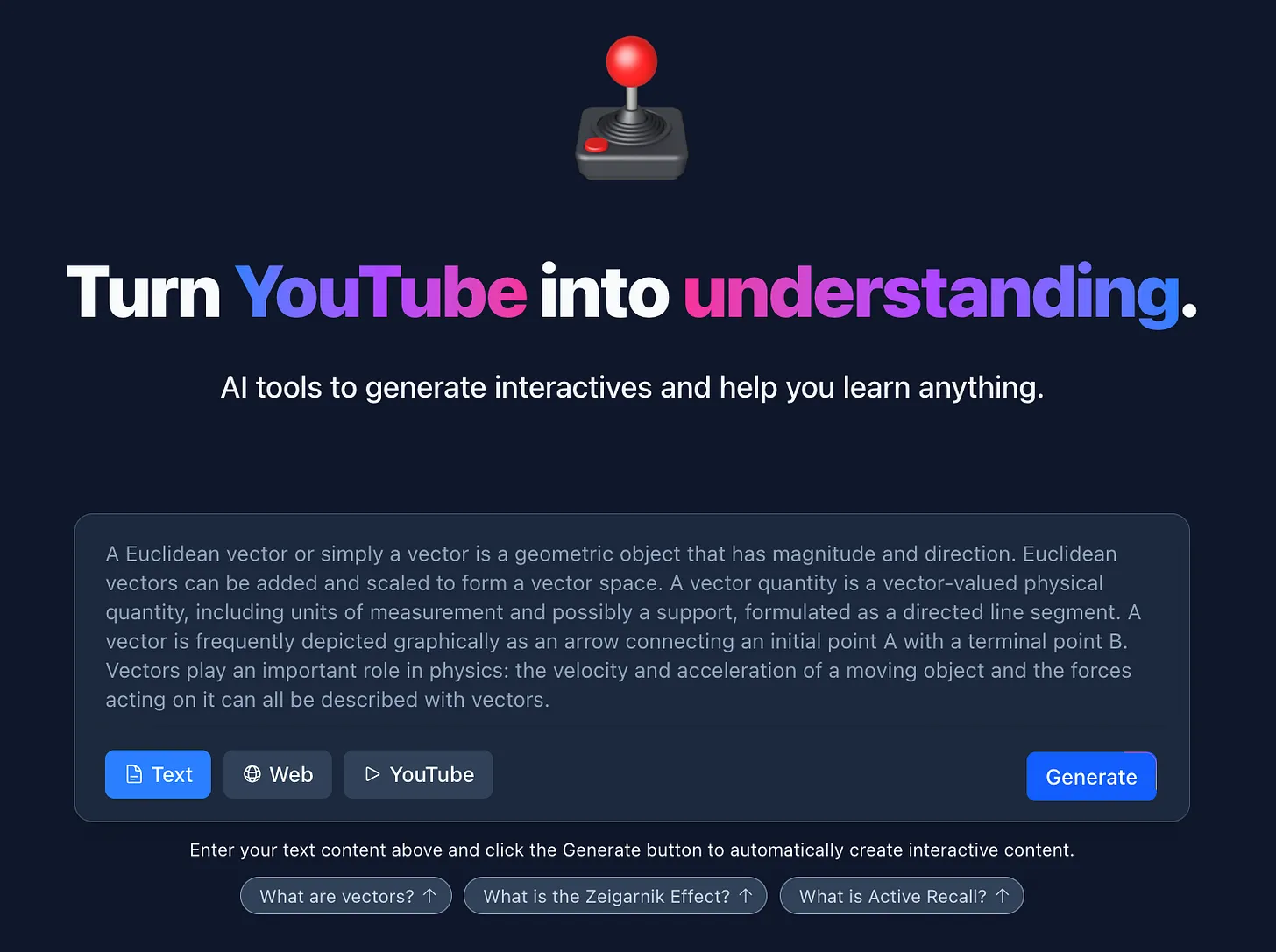 Original landing page hero section with working demo.