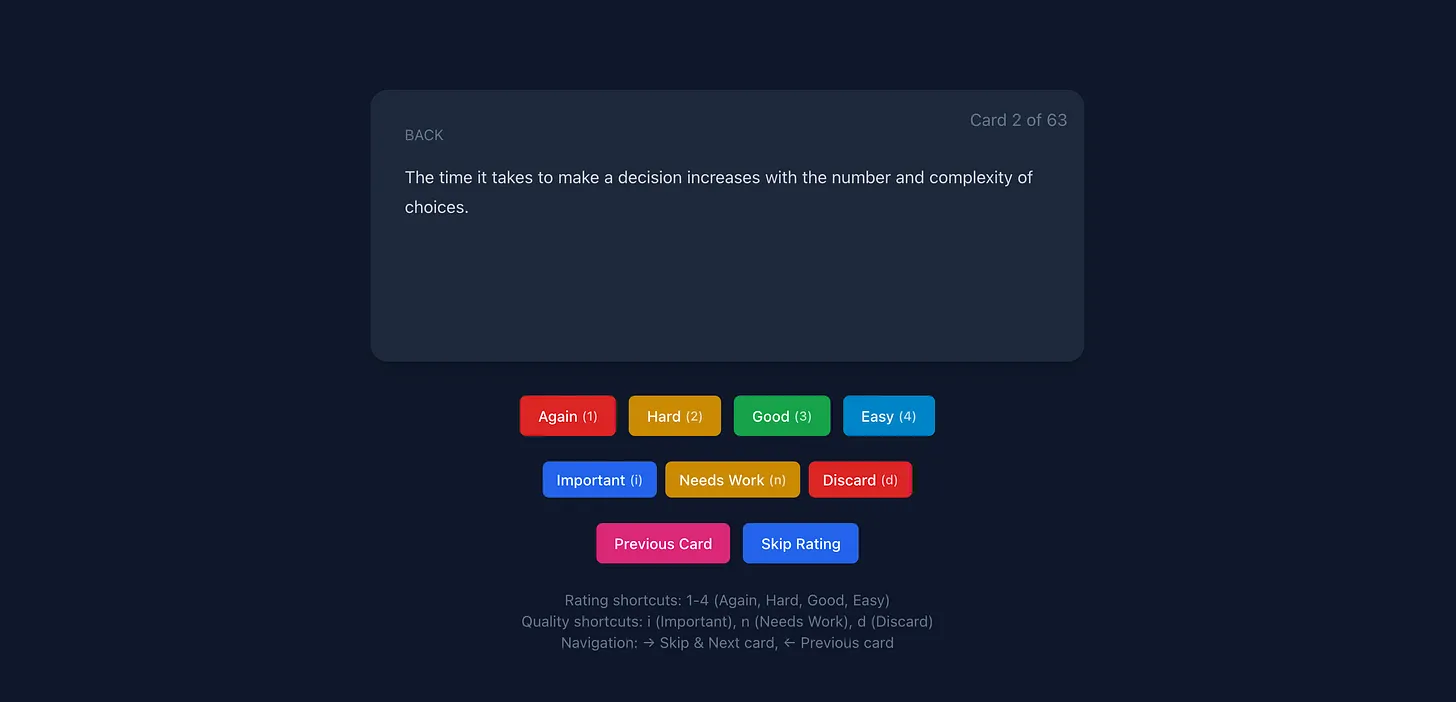 Original version of the Lesson page with spaced repetition options.