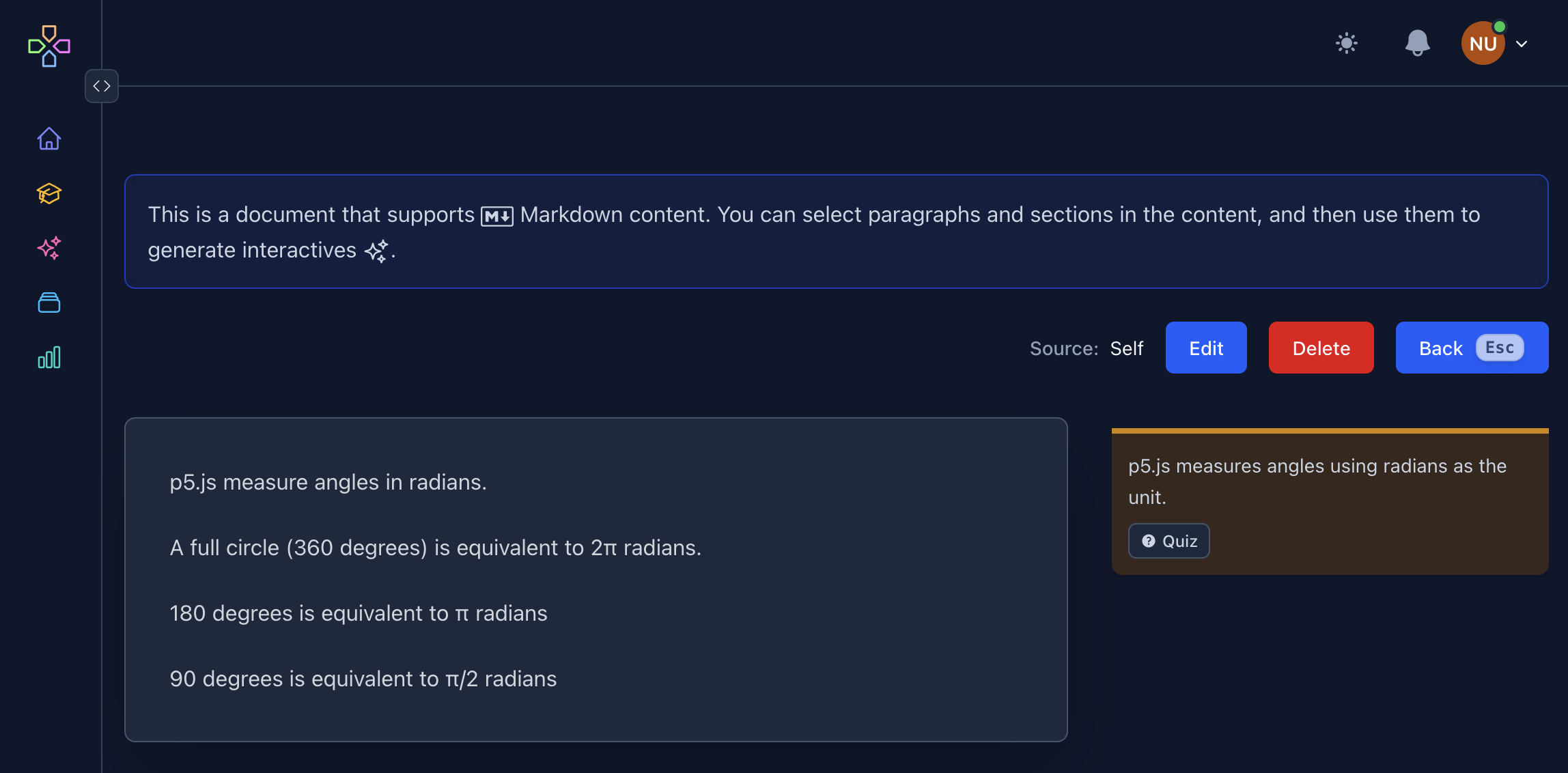Document sidebar with annotations and links to related interactives.